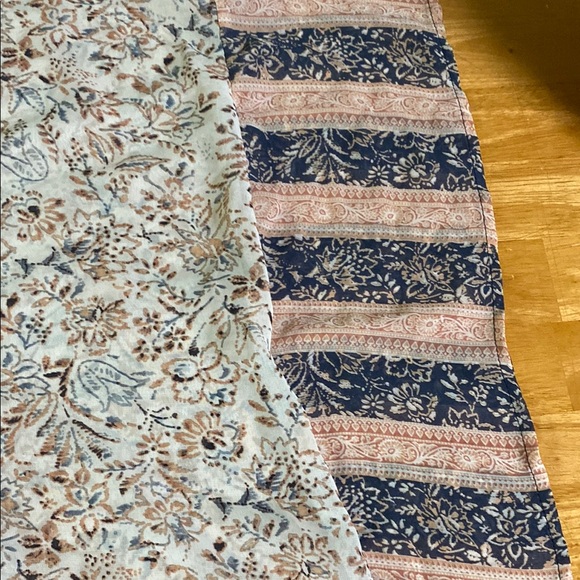 Wallflower Peach blue floral ruffle Sleeve Sheer Kimono EUC Large Boho Layering - Picture 10 of 10